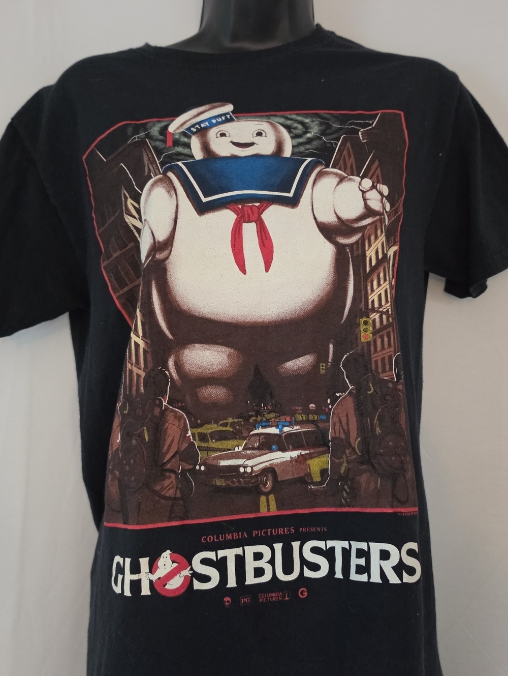 Fruit of The Loom Ghostbusters Graphic T-Shirt Small Black Stay Puff Marshmallow